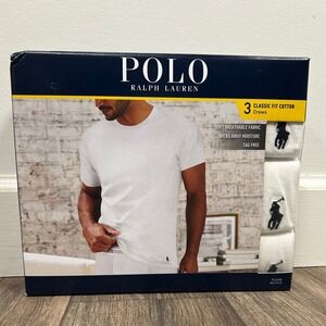 Polo Ralph Lauren‎ 3 Classic Fit Cotton Crews Tshirt Men Size LARGE White New